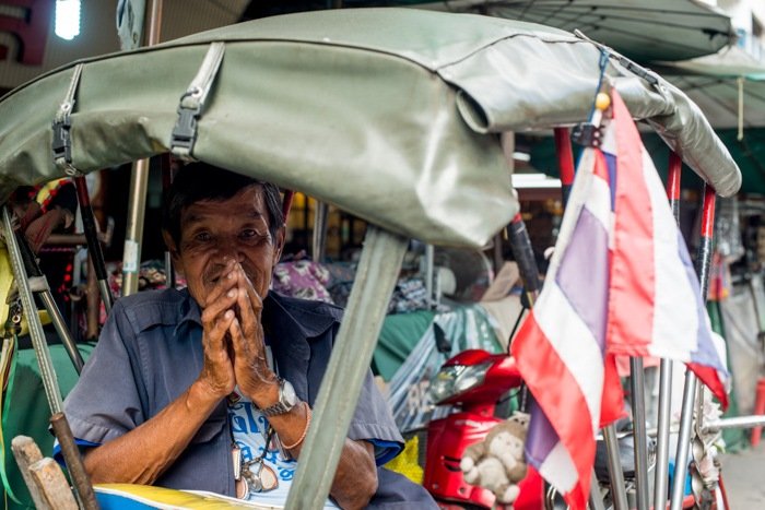 Tips For Travel Photography etiquette in Thailand. Samlor Tricycle Taxi