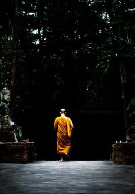 Buddhist monk walking at Wat Umong, Chiang Mai, Thailand. Learn to be prepared to take great photos