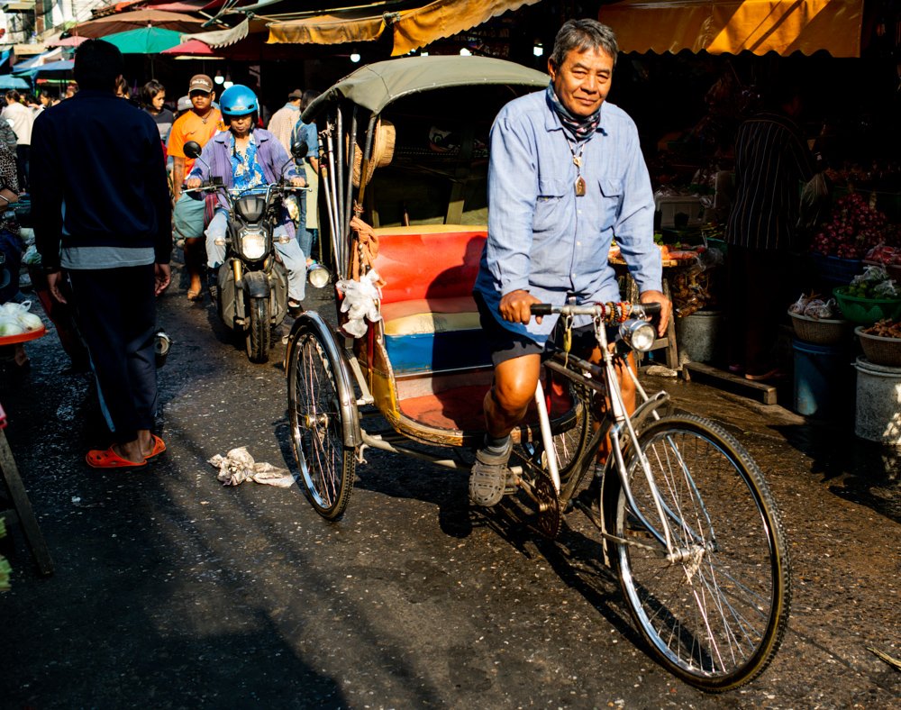 Tricycle Taxi In The Market taken during a Chiang Mai Photography Workshop